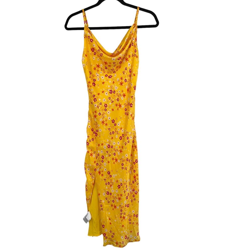BCBGeneration dress floral cowl neck slip sleeveless yellow X-Small XS - Picture 2 of 5